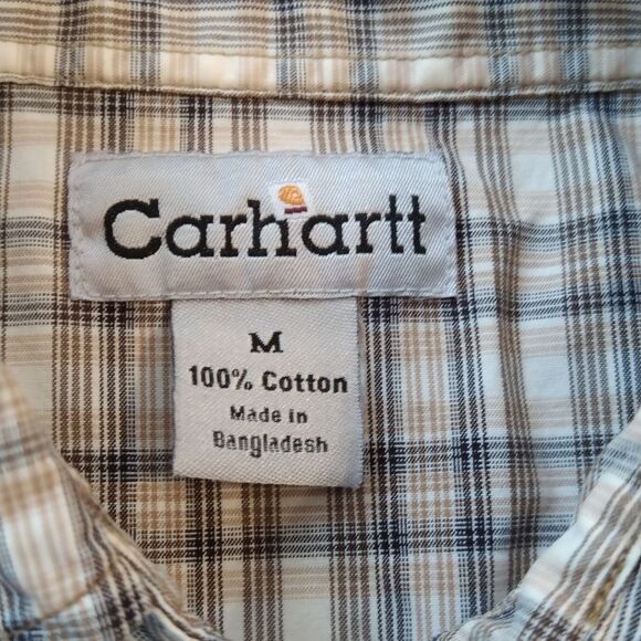 Carhartt Plaid Snap Button Short Sleeve Shirt Size Medium - Picture 5 of 6